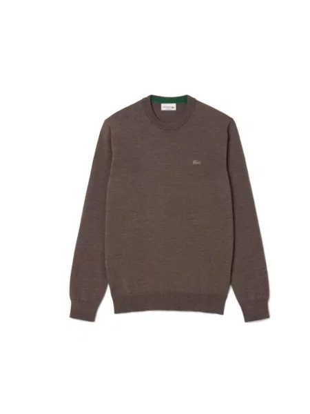Sweter Lacoste wełniany brązowy