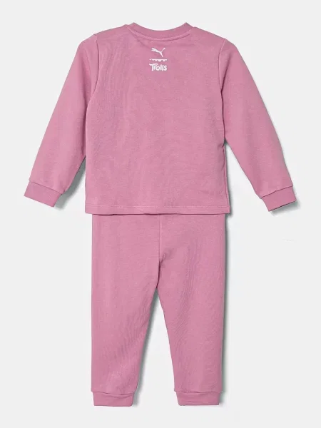 Puma Kojenecká tepláková souprava X TROLLS Minicat Crew Jogger TR růžová