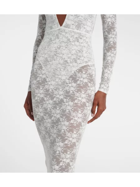 Rochie Alex Perry transparente din dantelă alb