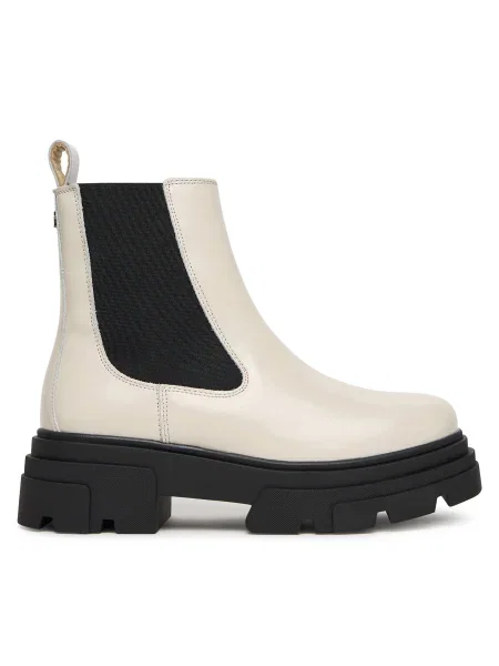 Tommy Hilfiger Členková obuv s elastickým prvkom Shiny béžová