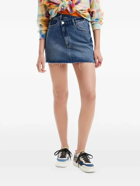 Fustă din denim Desigual albastru