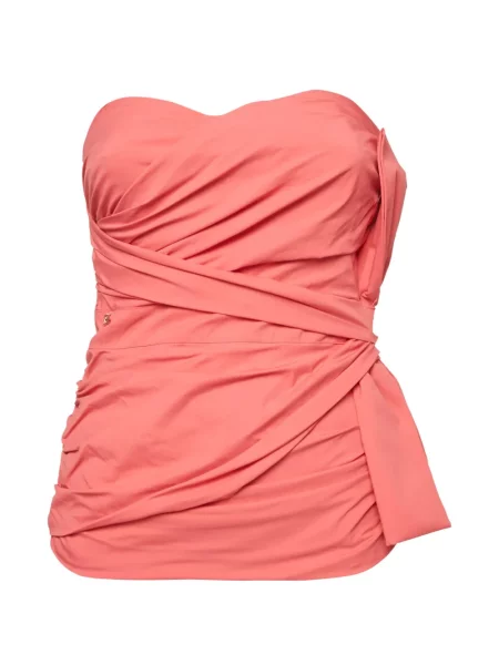 Top Elisabetta Franchi drapat fără bretele roz
