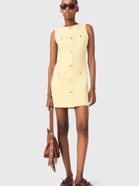 Твідова сукня Maje жовта