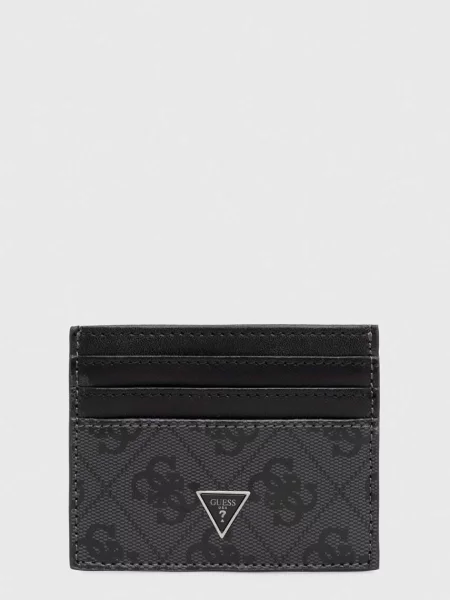 Usnjen etui za kartice Guess MITO SMVELE črna