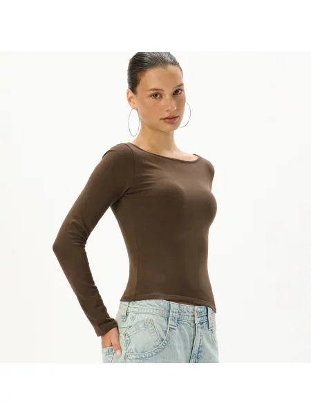 Лонгслив Cropp коричневый
