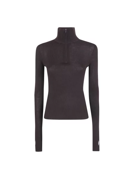 Lniany sweter z golfem The Frankie Shop brązowy