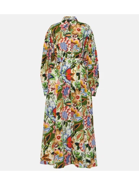 Rochie tip cămașă Etro cu model floral până la genunchi de costum