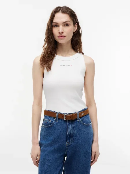 Tommy Jeans Top ESS bleumarin alb