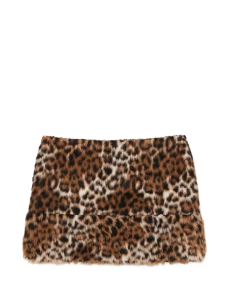 Fustă Marc Jacobs cu imagine cu model leopard cu blană maro