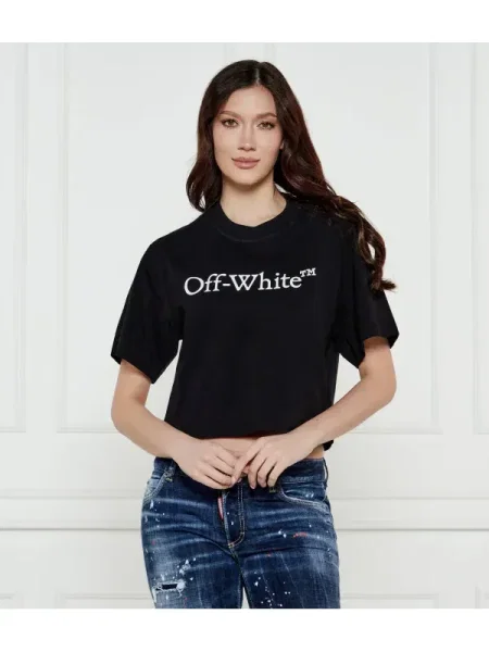 Cropped póló Off-white nyomtatás fehér