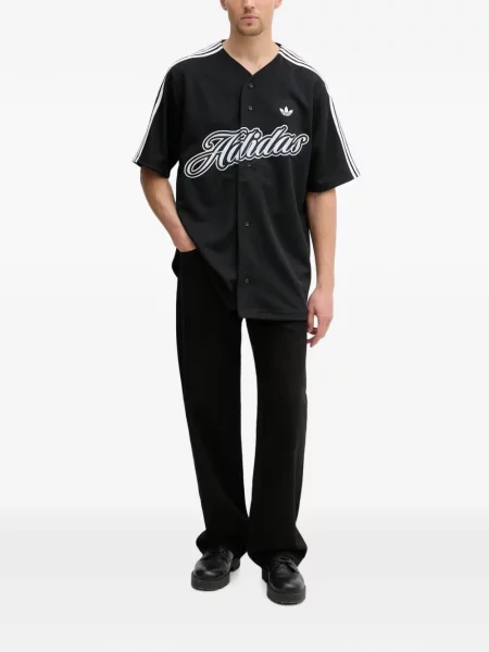 Pantaloni Adidas cu broderie cu dungi alergare negru