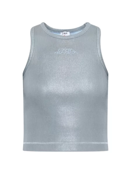 Top Casablanca cu broderie tricotate albastru