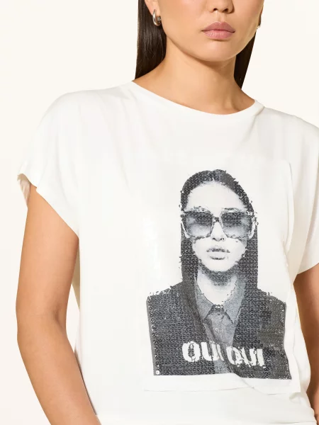 Oui Tričko S Flitry bílá