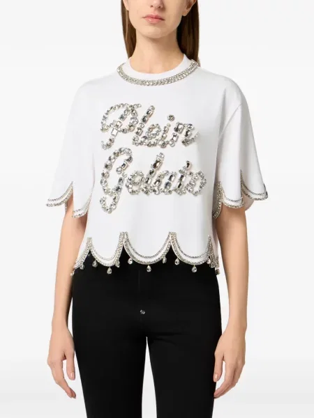 Decupat tricou Philipp Plein alb