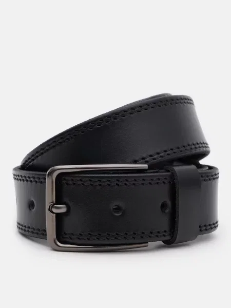 Шкіряний ремінь Borsa Leather з ремінцями чорний