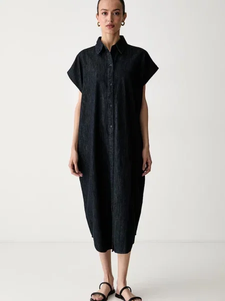 United Colors of Benetton sukienka oversize jeansowa granatowa