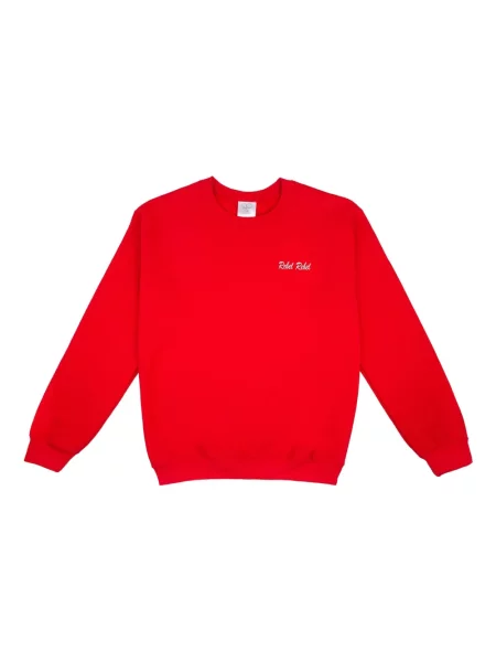 Hanorac crewneck Double Trouble Gang cu broderie cu decolteu rotund roșu