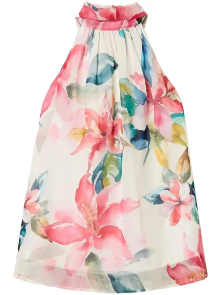 Top Twinset cu model floral cu imagine alb