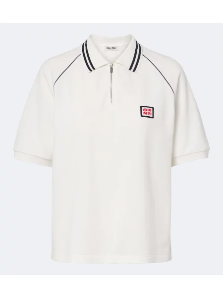 Tricou polo Miu Miu alb