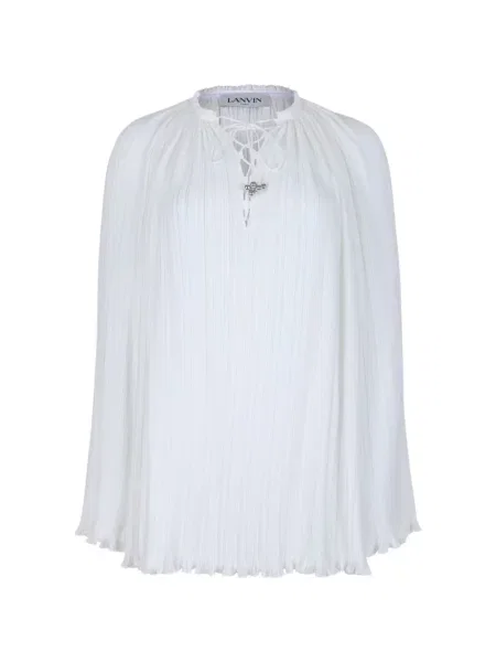 Bluză Lanvin plisată cu legături alb