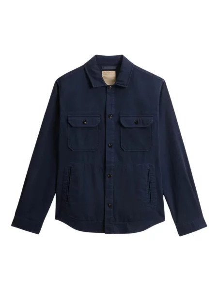 Lniana lekka kurtka Woolrich niebieska