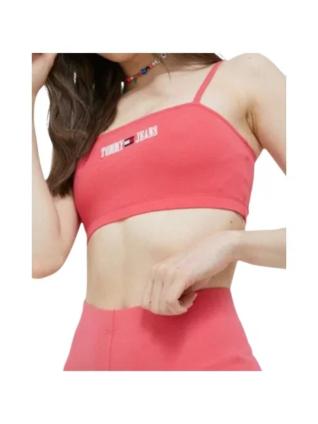 Top Tommy Jeans o skróconej długości różowy