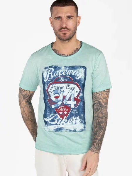 Key Largo Tricou KLRaceway bleumarin / verde mentă alb