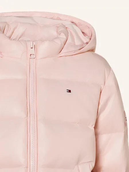 Tommy Hilfiger Kurtka Puchowa Z Odpinanym Sztucznym Futrem rosa różowa