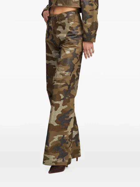 Blugi cu picior larg Cinq A Sept cu model camuflaj verde