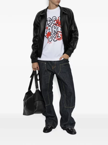 Scurt tricou Dsquared2 cu imagine alb
