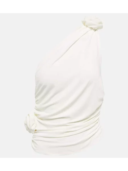 Top Magda Butrym cu model floral cu un umăr gol alb