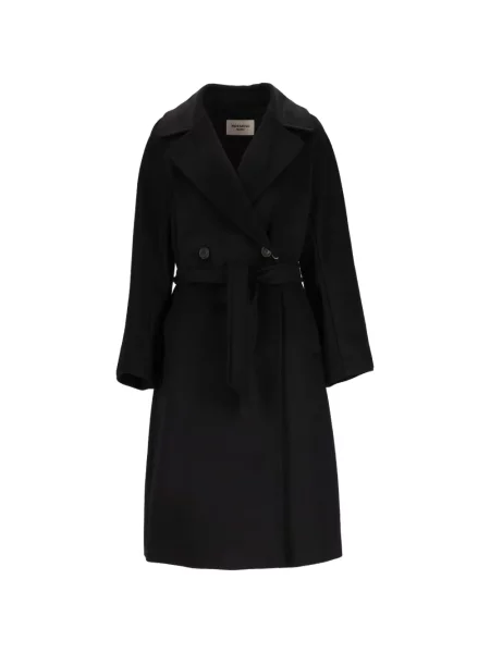 Cu centură palton Weekend Max Mara cu două rânduri de nasturi negru