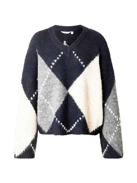 Noella Pulover Lai crem / bleumarin / gri amestecat alb