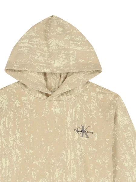 Bluza z kapturem dziecięca Calvin Klein brązowa