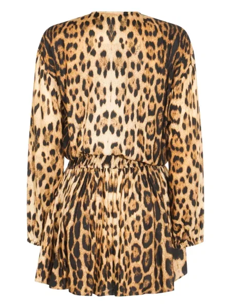 Rochie maxi Roberto Cavalli cu imagine cu model leopard lungă