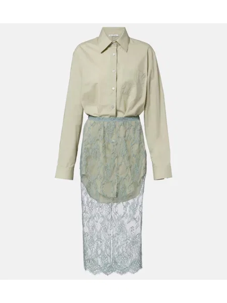 Sukienka koszulowa Acne Studios koronkowa garniturowa zielona
