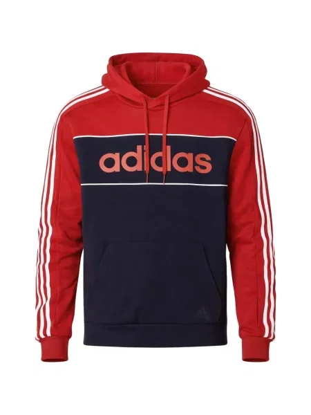 Tričko Adidas s autogramem s výstřihem do v s kapucí červené