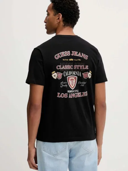 Тениска Guess Jeans с десен черно
