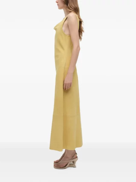 Rochie midi Simkhai din piele de căprioară galben