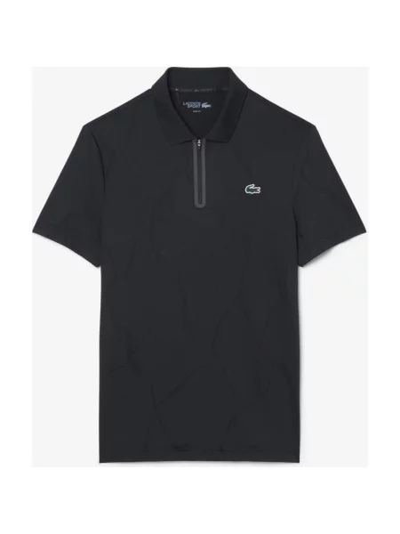 Koszulka polo Lacoste Ultra Dry Jacquard Crocodile z krótkim rękawem S czarny