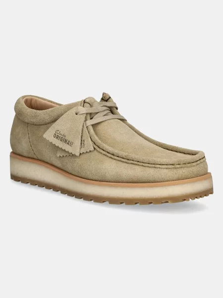 Clarks Originals pantofi sport din piele întoarsă Walla Scout Lo femei cu plat bej
