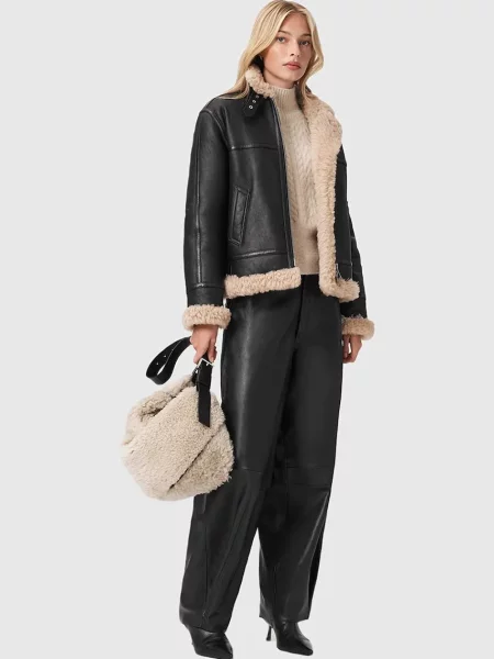 Шкіряна куртка AllSaints LOREL чорний