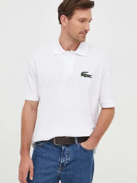 Lacoste póló fehér nyomott mintás fekete