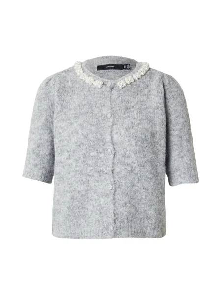VERO MODA Kardigán VMOCEAN sivá melírovaná / perlovo biela