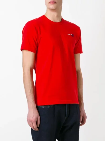 Tričko Comme Des Garçons Play s výšivkou červené