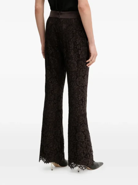 Pantaloni Luisa Spagnoli cu model floral din dantelă maro