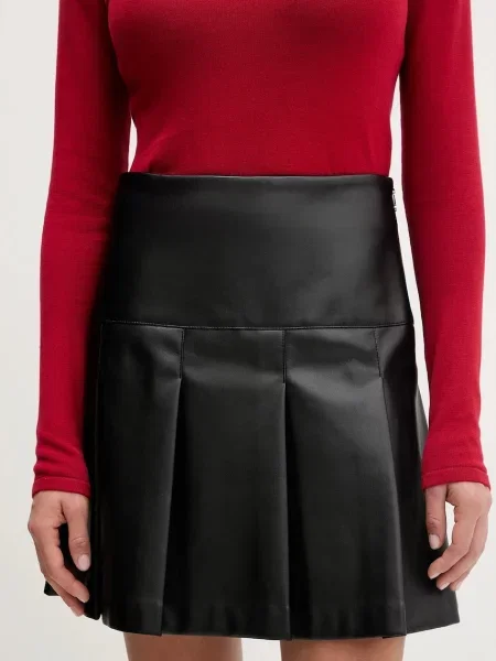 HUGO spódnica mini rozkloszowana czarny
