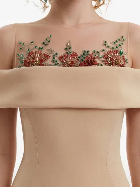 Rochie Gemy Maalouf cu model floral cu mărgele