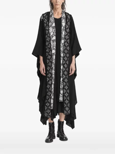 Φλοράλ παλτό Yohji Yamamoto με σχέδιο μαύρο