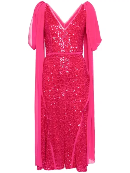 Udrapować sukienka midi Erdem do kolan garniturowa różowa